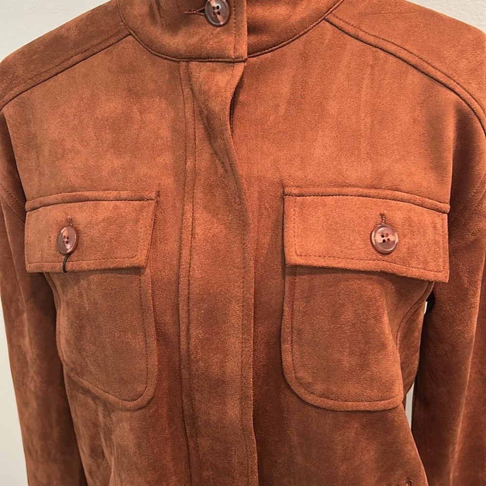 Liverpool Los Angeles Faux Suede Utility Jacket Penny Brown NWT Size S - Picture 2 of 5